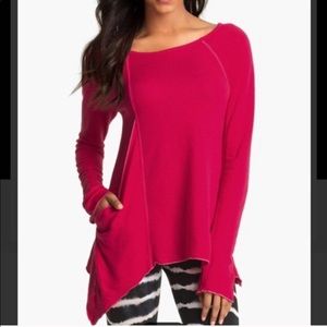 New with tags. Hard Tail hot pink long asymmetrical top